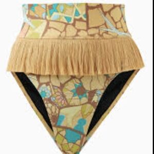 Andrea Iyamah Swim High Rise Bikini Bottom IIilia Print High Cut Leg Size XS NWT